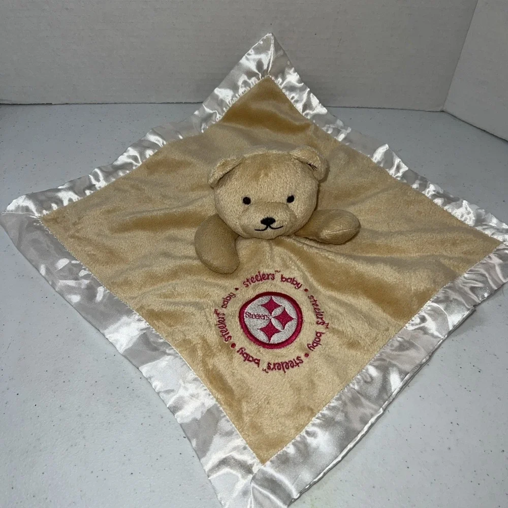 Pittsburgh Steelers Baby Fanatic Security Bear Blanket Lovey Plush Satin Trim